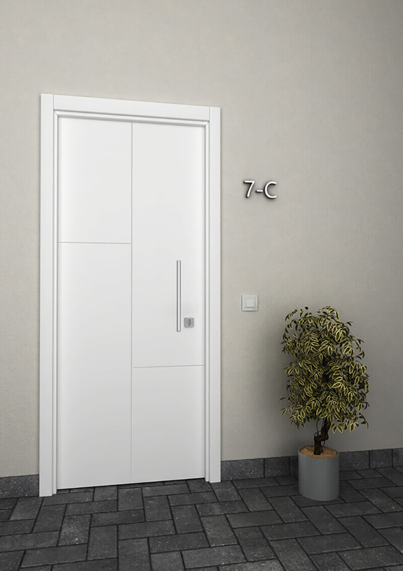 Porte extérieure avec moulures en aluminium STRUGAL 400 2H1V